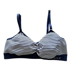VSX Womens Made Sexy by Victoria Secret Sport Bra Blue White Striped M